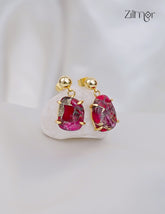 Handmade Gold Plated Natural Stone Hoop Earrings - Anti Tarnish (color option) -ZP1012179